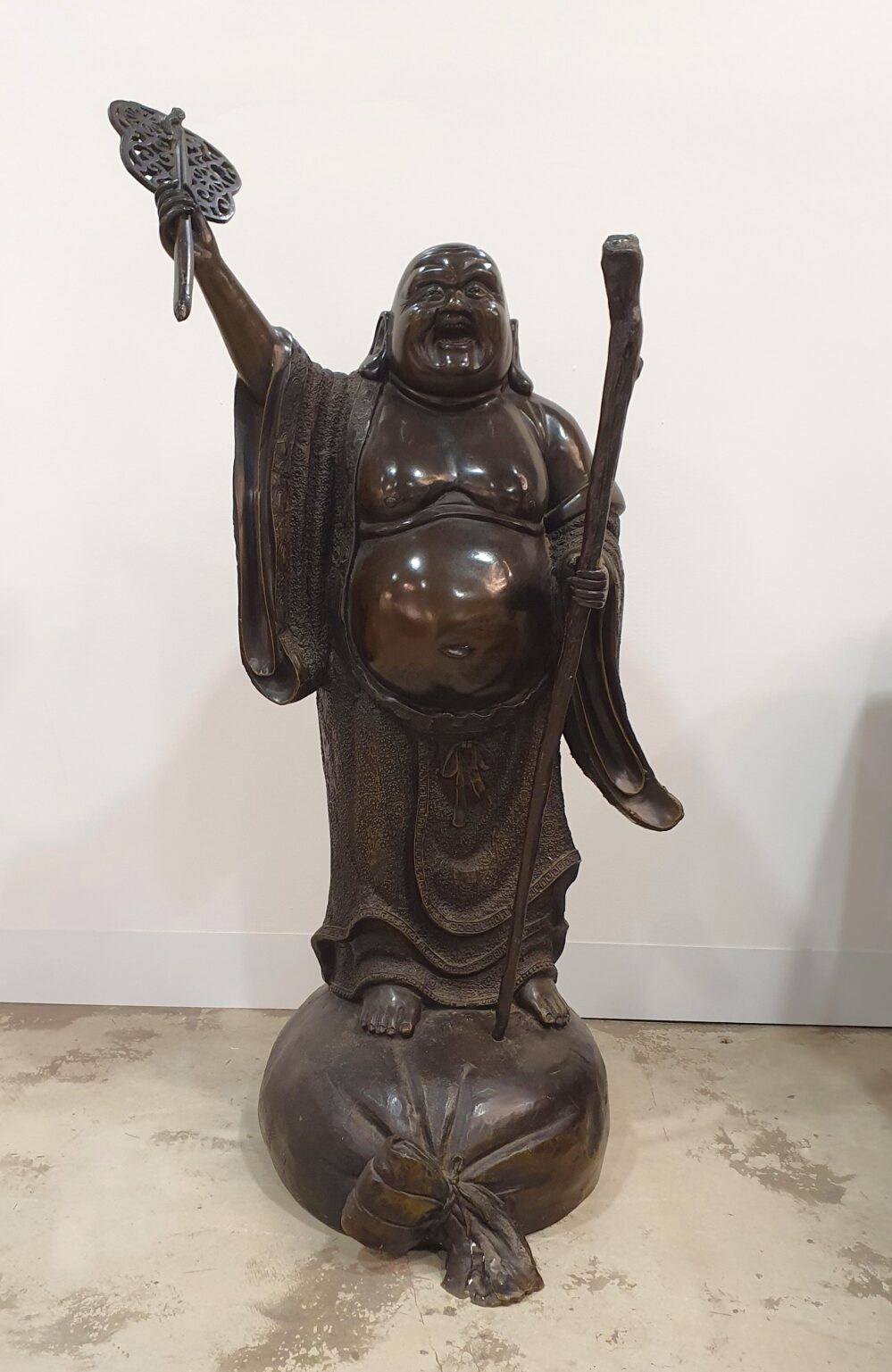 Antique Bronze Hotei, Japan: 1020mmH