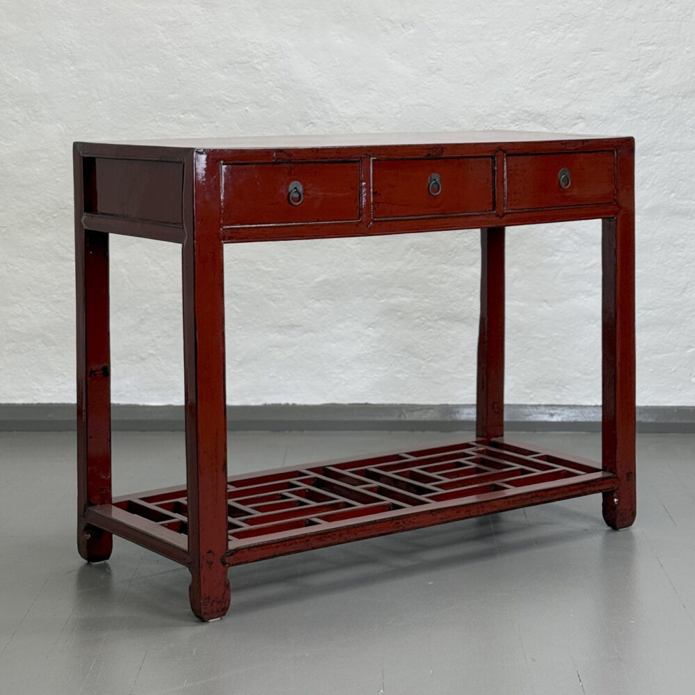 SOLD_Antique Red Lacquered Console, China: 1100x470x850mm_C17831