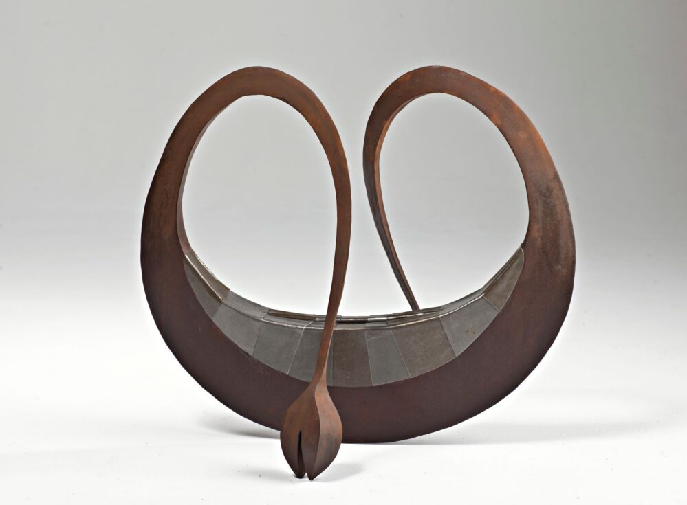 Voyage into Being: 680x600x500mm_corten steel, lead, resin