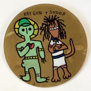 Raygun & Snoop: 300x300mm_hand painted glass