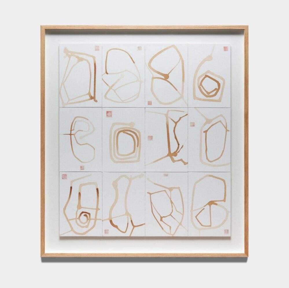 Spiral Arms 2_1200x970mm_tea water, beeswax on canvas board_12 panel