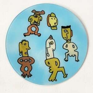 Another Secret Tribe: 300x300mm_hand painted glass
