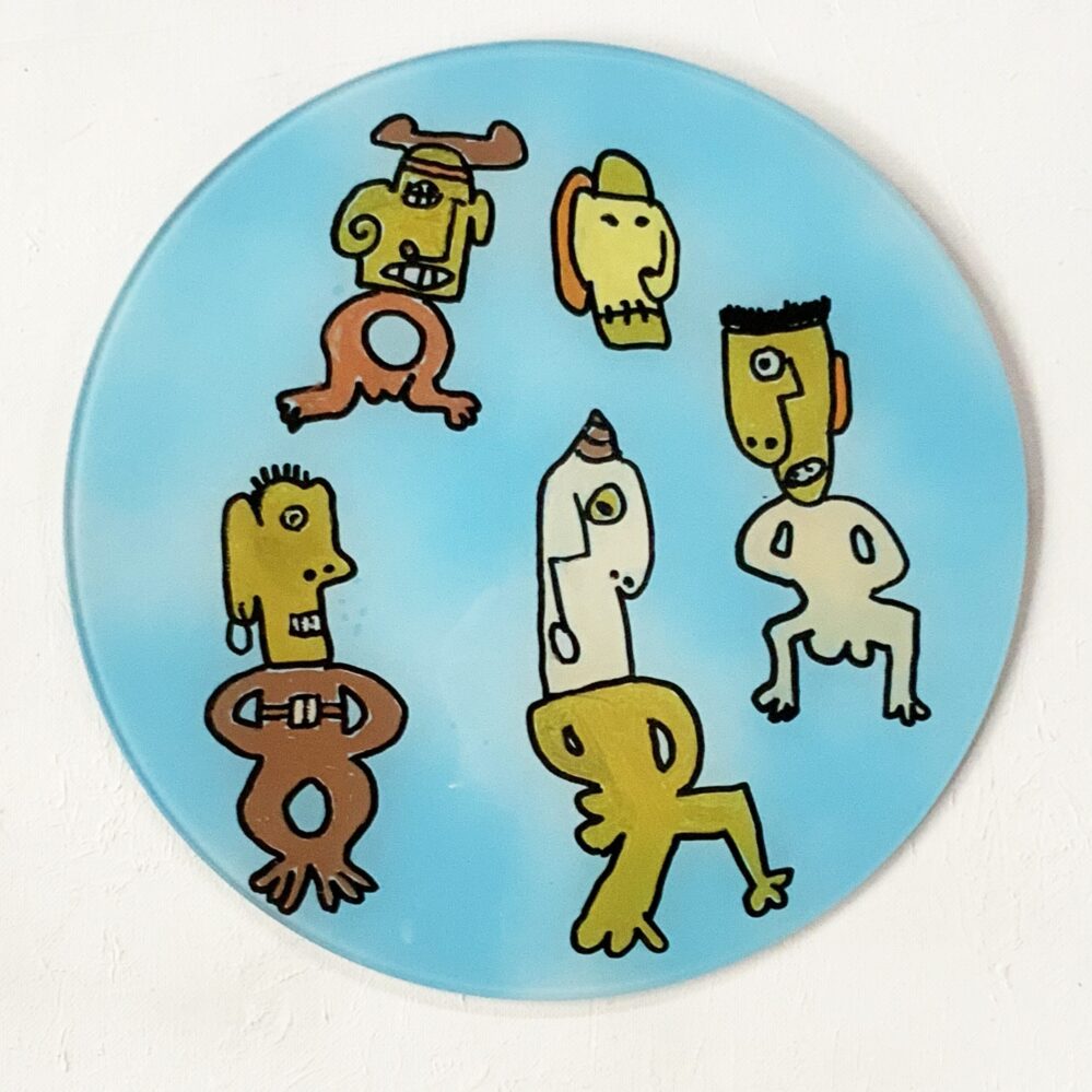 Another Secret Tribe: 300x300mm_hand painted glass