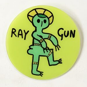 Breaking Raygun: 300x300mm_hand painted glass