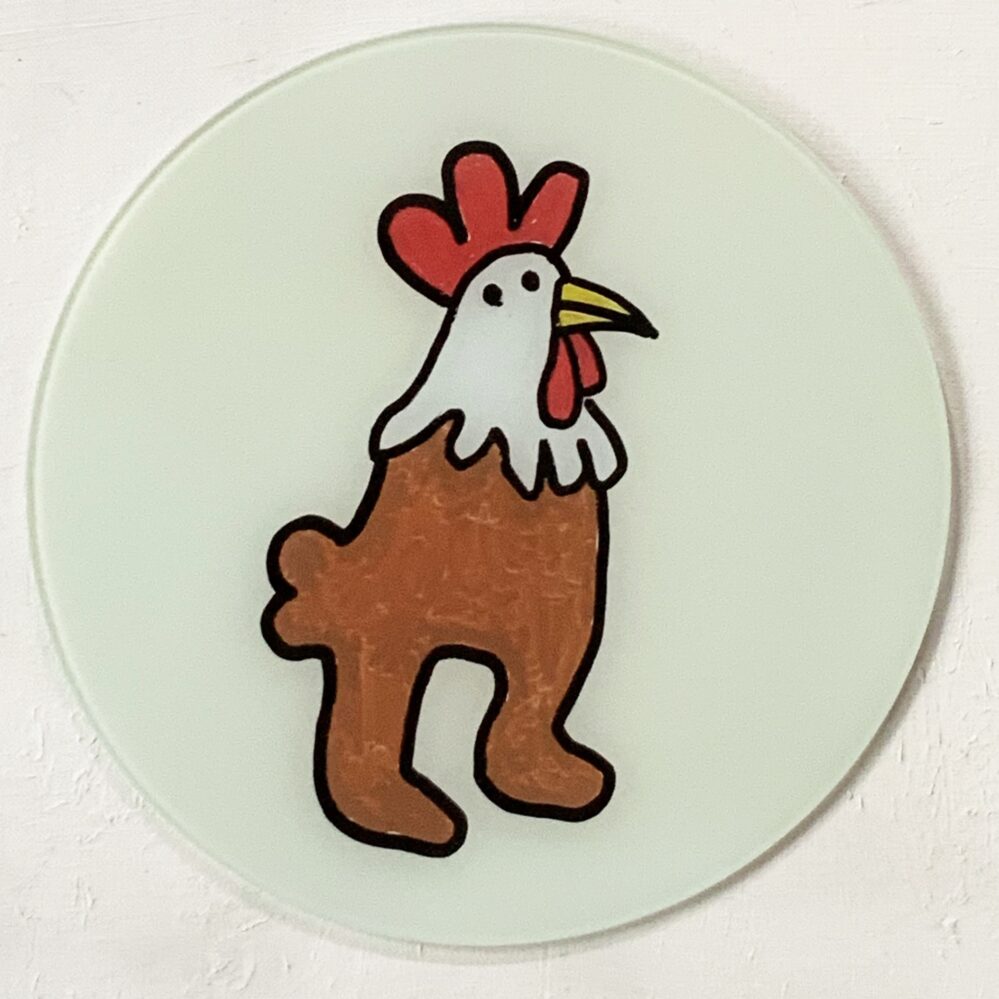 Cockhead: 300x300mm_hand painted glass