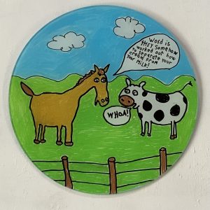 Say Cheese: 300x300mm_hand painted glass