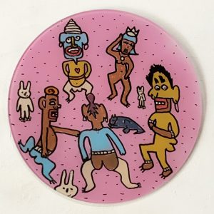 Secret Tribe: 300x300mm_hand painted glass