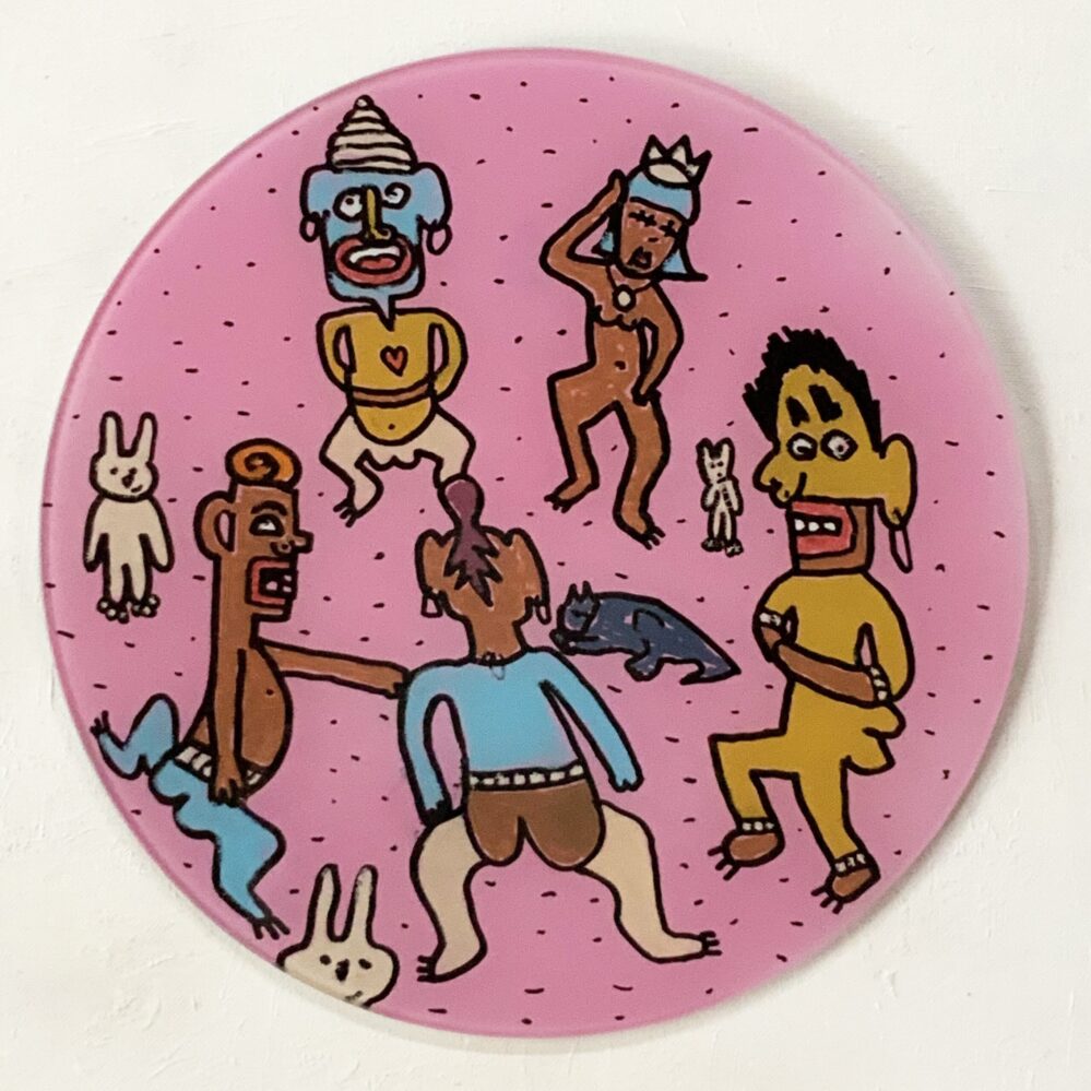 Secret Tribe: 300x300mm_hand painted glass