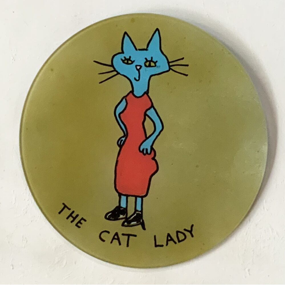 The Cat Lady: 300x300mm_hand painted glass