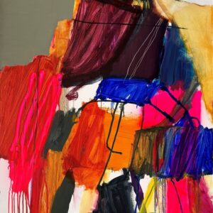 Footnote: 2024 Oil on linen, 155 X 104CM (framed, hand-stained black and waxed solid oak)
