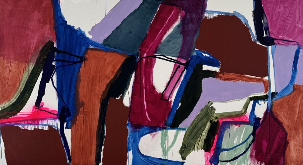Pocket: 2025 Oil on linen, 104 X 185CM (framed, hand-stained black and waxed solid oak)