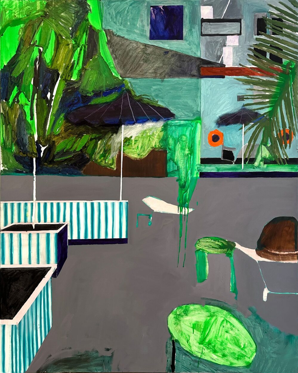 Flex: 2025 Oil on linen_155 X 125CM (framed, hand-stained black and waxed solid oak)