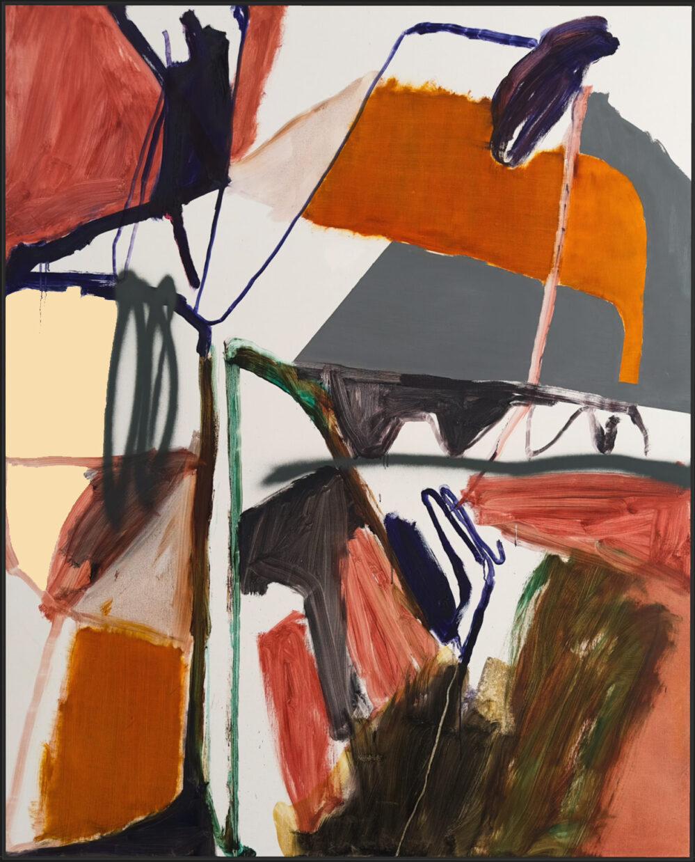 Rally: 2025_Oil on linen_155 X 125CM (framed, hand-stained black and waxed solid oak)