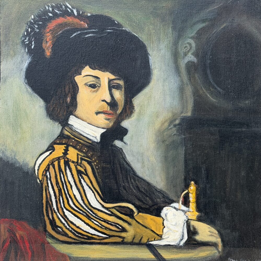 A Stolen Cavalier #1 - F. Van Mieris - 2007, acrylic on canvas, W45xH50cm