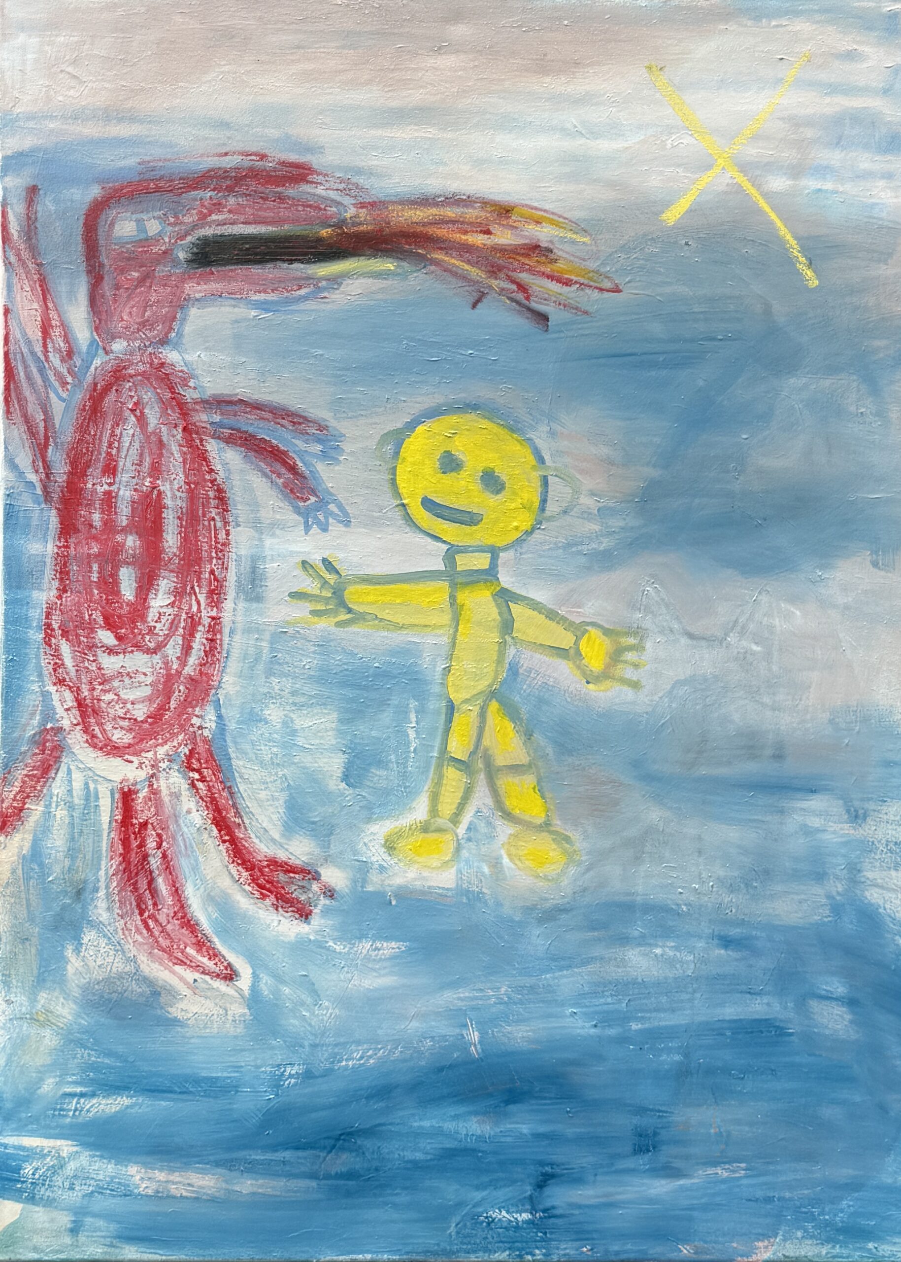Boy with a Dragon - 2026, oil on canvas, W76xH110cm