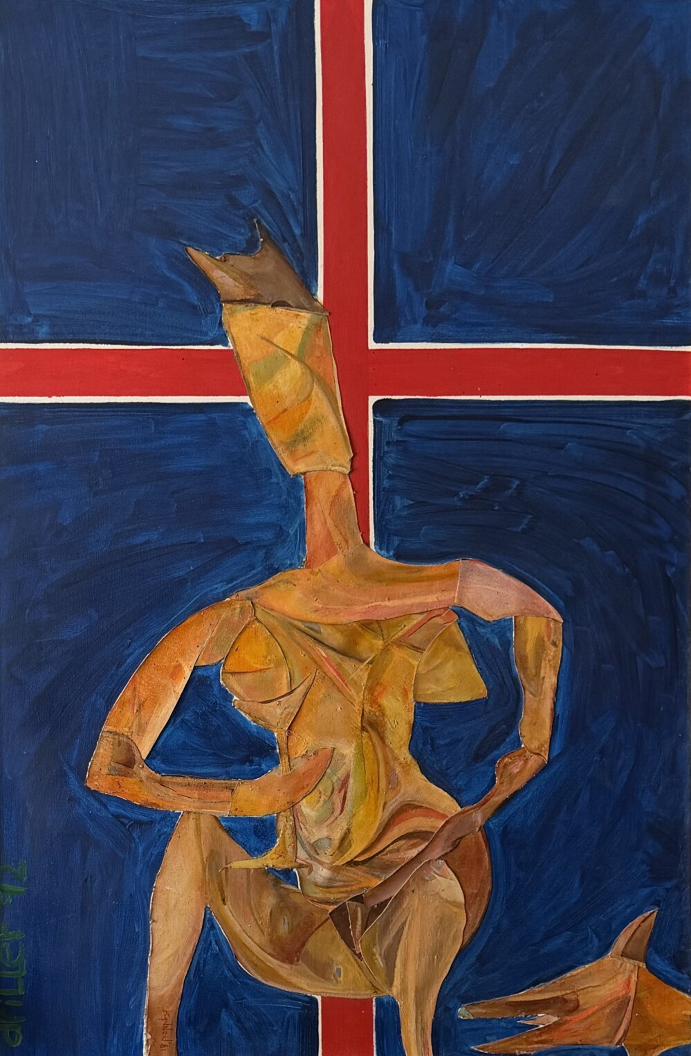 Daubist Corgi & Queen - 1992, reassembled original painting - Daub, W103xH150cm