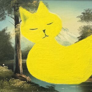 Disquieting Kittyduck - 2022, oil on original painting - Daub, W45xH35cm