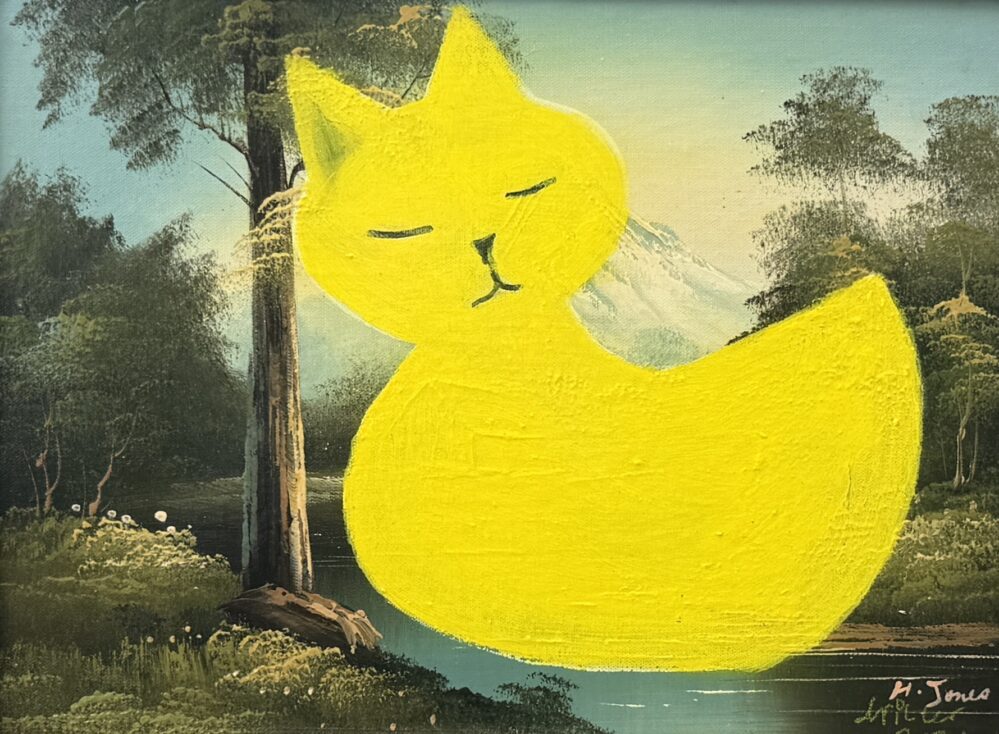 Disquieting Kittyduck - 2022, oil on original painting - Daub, W45xH35cm