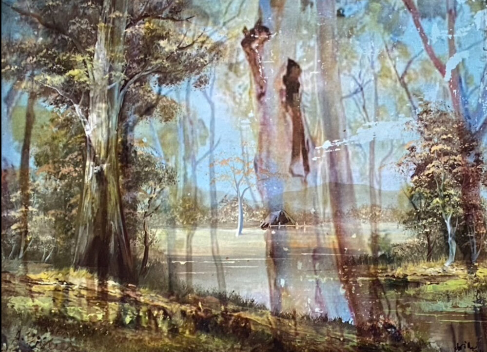 Hans Heisten Daub - 2024, gel transfer on original painting - Daub, W66xH51cm