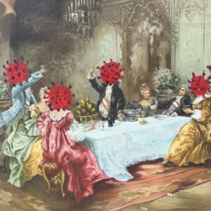 NYE Dinner Party - 2019, oil on original painting - Daub, W85xH55cm