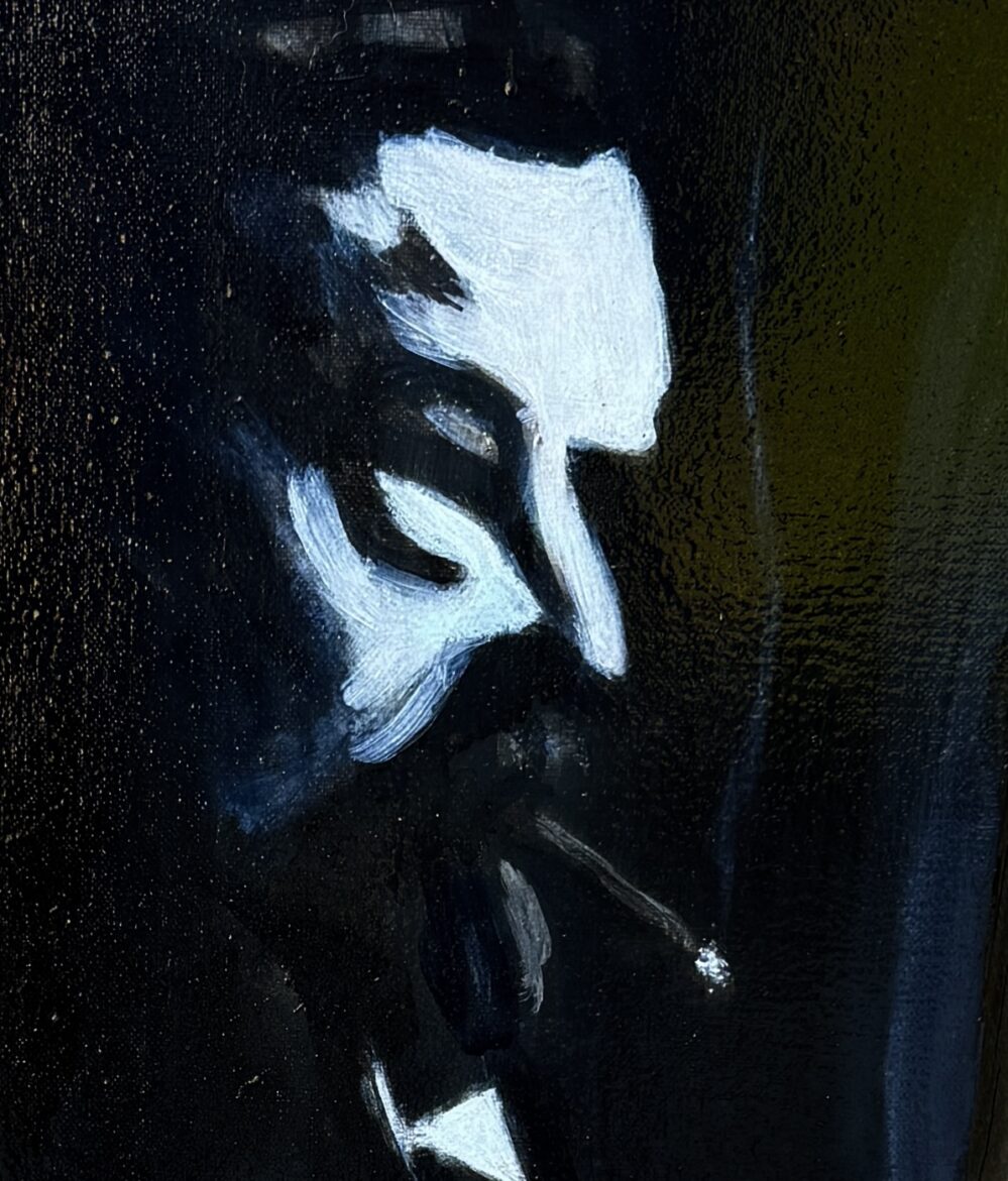 Painting Sargent Smoking - 2026, oil on canvas, W25xH30cm