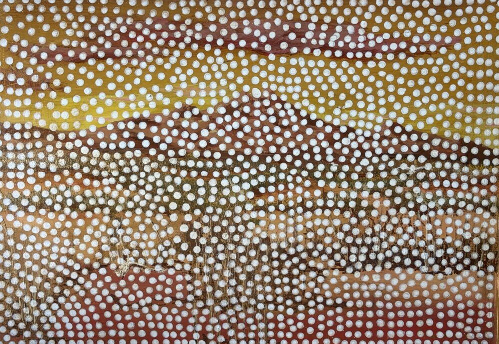 Spot Painting #17 - 2024, oil on original painting - Daub, W70xH52cm