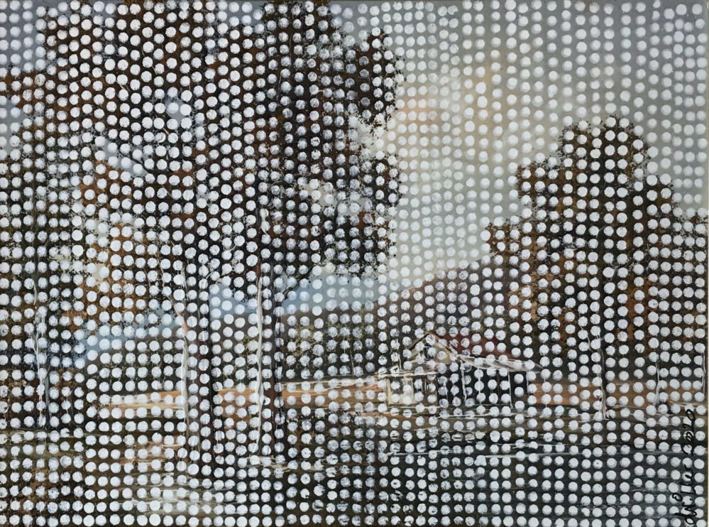 Spot Painting #3 - 2020, oil on original painting - Daub, W74xH60cm