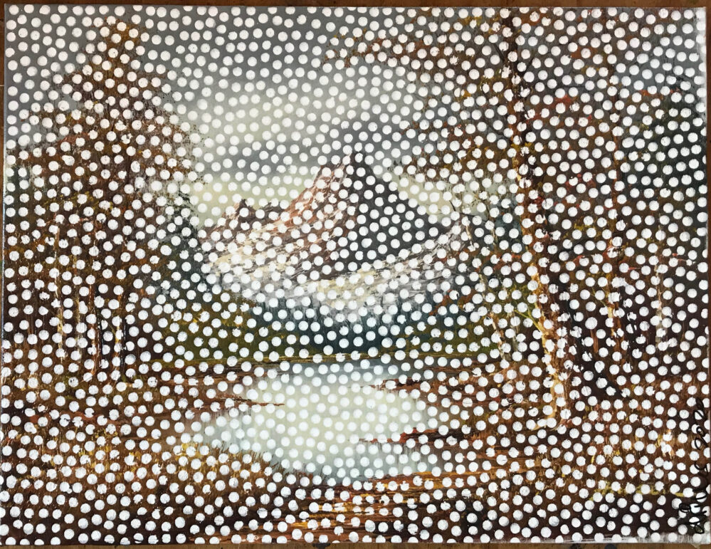 Spot Painting #4 - 2020, oil on original painting - Daub, W61xH46cm