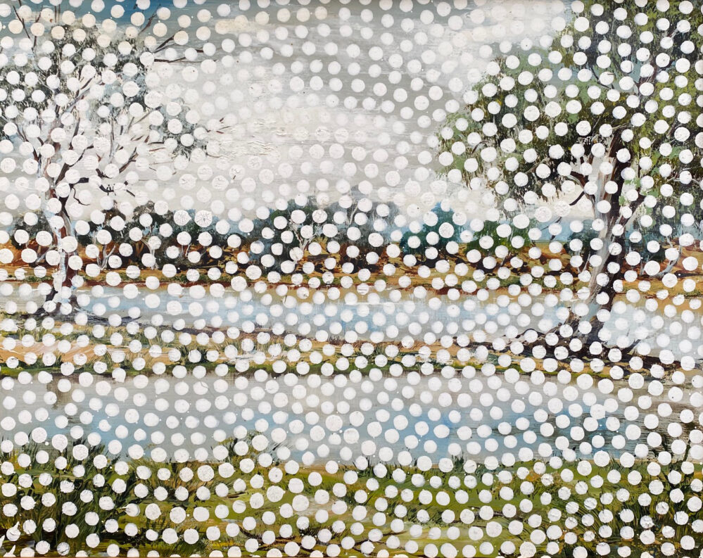 Spot Painting #7 - 2021, oil on original painting - Daub, W57xH47cm