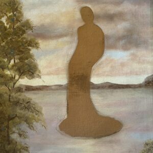 Statue #5 - 2018, spray paint on original painting, W45xH54cm