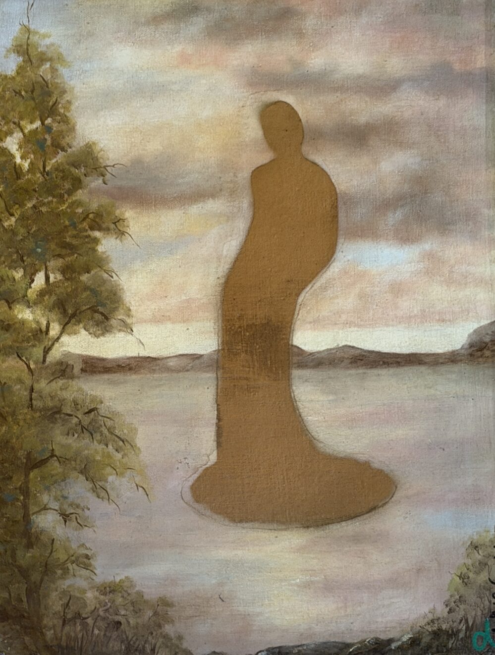 Statue #5 - 2018, spray paint on original painting, W45xH54cm