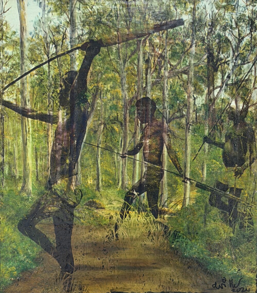 The Hunting Party - 2024, oil on original painting - Daub, W49xH54cm