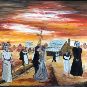 Bachelor and Spinsters Ball - 2014, acrylic on rescued painting - Daub, W50xH55cm