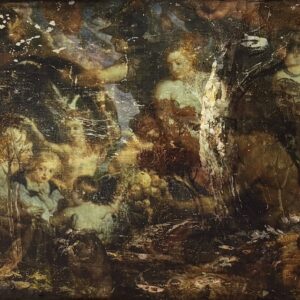 Bush Doof #2 - 2022, gel transfer on original painting - Daub, W72xH56cm