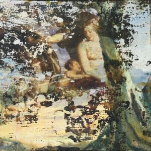 Bush Doof #3 - 2022, gel transfer on original painting - Daub, W67xH53cm