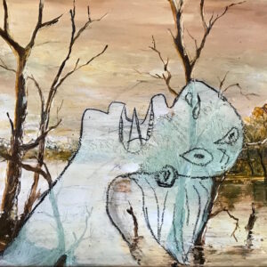 Drowning Woman - 2018, acrylic on original painting - Daub, W61xH51cm