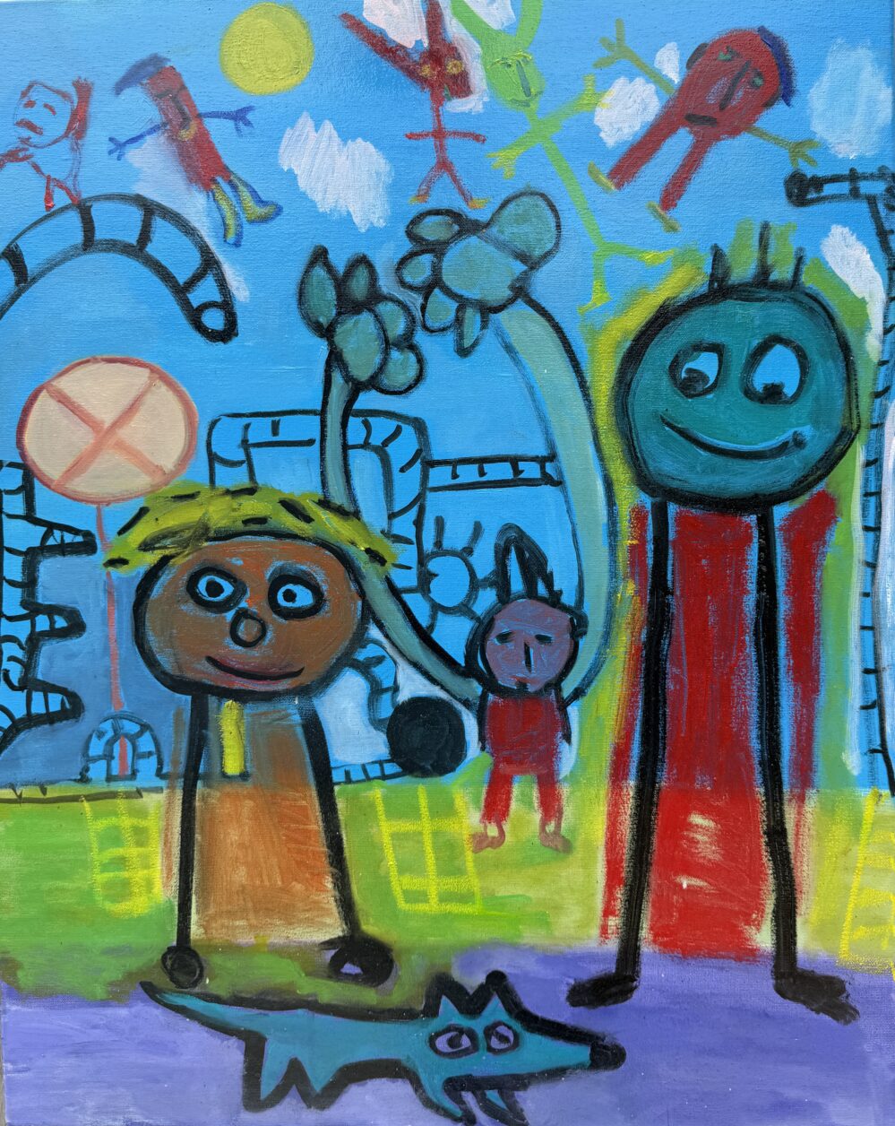 Off the Leash in the Playground - 2026, oil on canvas, W60xH75cm