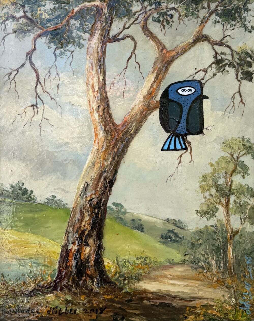 Picassowl - 2018 oil on original painting - Daub, W43xH51cm