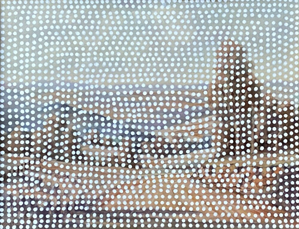 Spot Painting #2 - 2020, oil on original painting - Daub, W60xH48cm