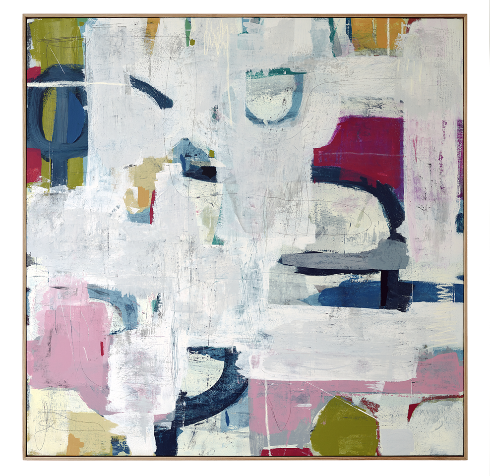 The Top Shelf In Her Kitchen_Acrylic, wax paste, acrylic ink on canvas_110x110cm