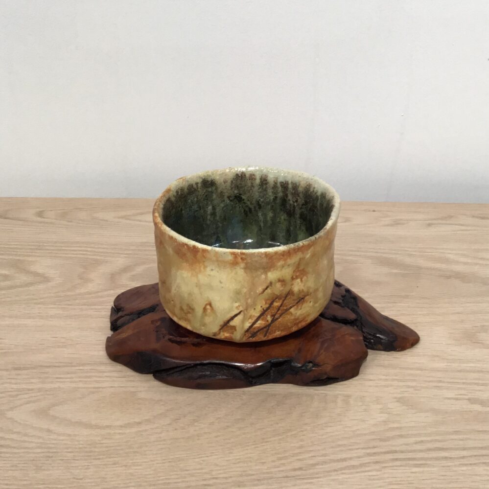 Tea Bowl III _2026, on found NSW rosewood base, 130x90mm