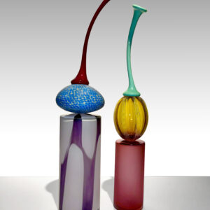 Blue Squares_Red Jubilee - various sizes, blown glass, murrini, surface worked, 2026 - N Mount