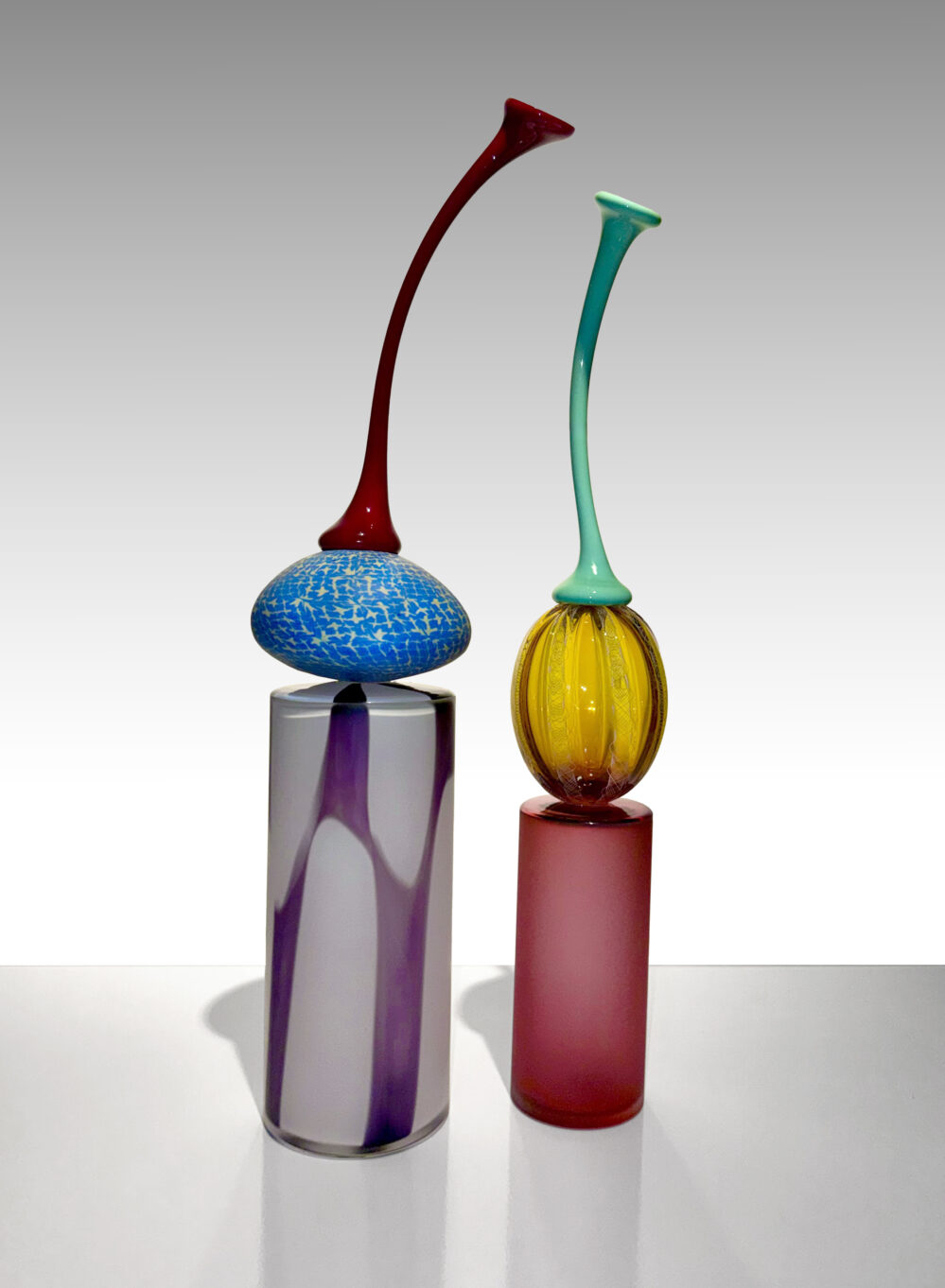 Blue Squares_Red Jubilee - various sizes, blown glass, murrini, surface worked, 2026 - N Mount