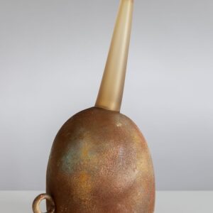 Conversations with time #3 - h43 x 25.5 x 21.5cm, blown, cold worked, enamelled and rusted glass, 2026 - A Blair