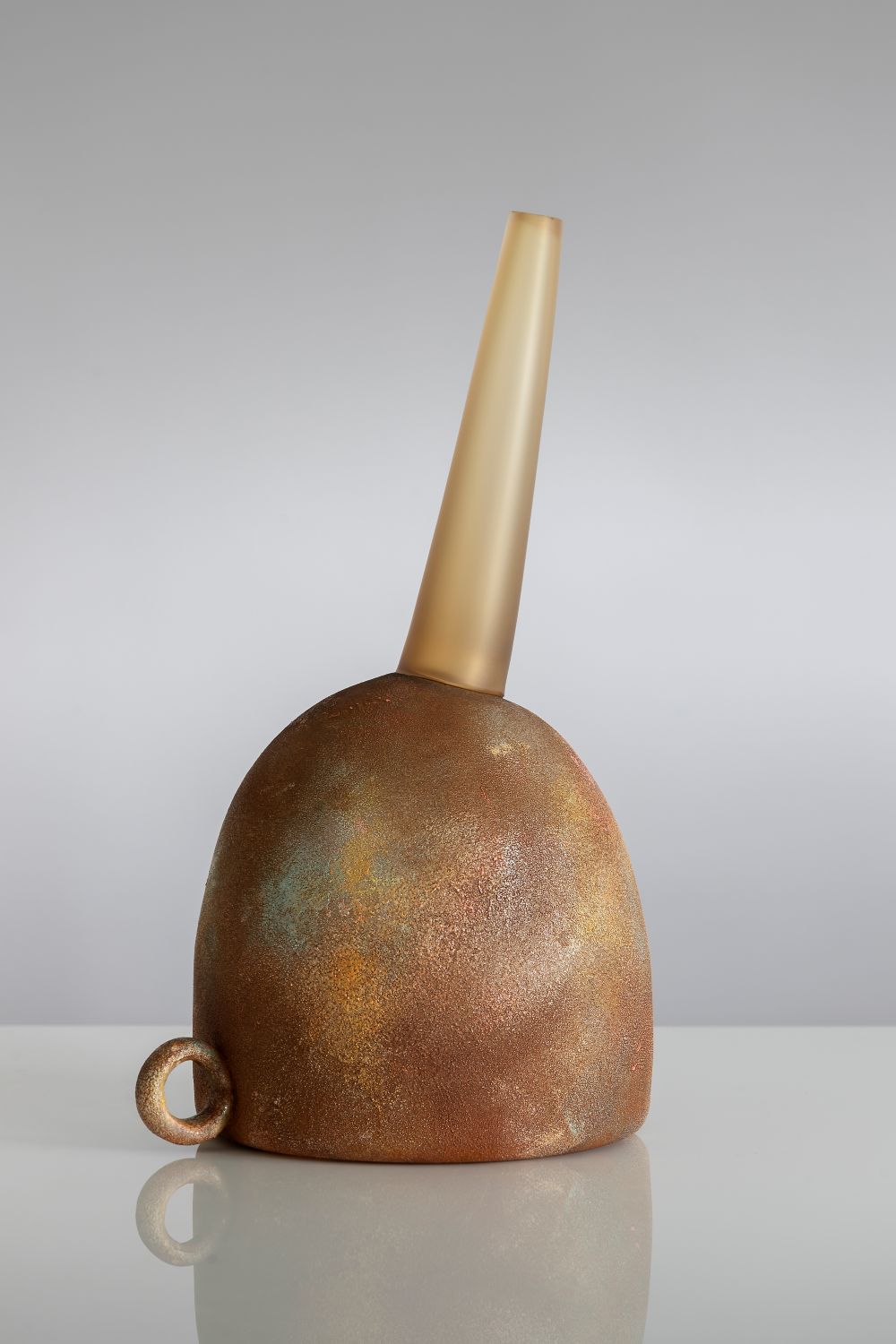Conversations with time #3 - h43 x 25.5 x 21.5cm, blown, cold worked, enamelled and rusted glass, 2026 - A Blair