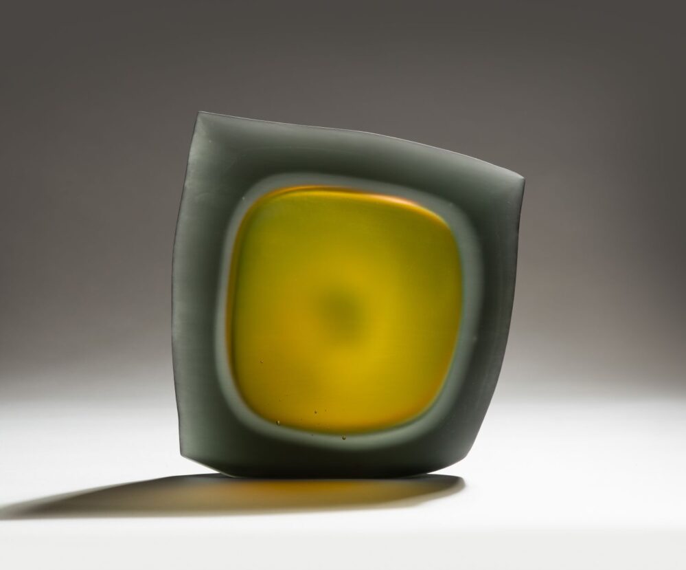 Edge - h26 x 24 x 5cm, Blown, tinted, carved glass, 2026 - M Curtis