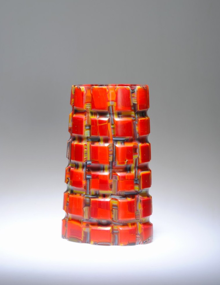 Notch #11 - h23.5 x 13.5 x 11cm, cold assembled, hot worked glass murrini, 2015 - G Bettison