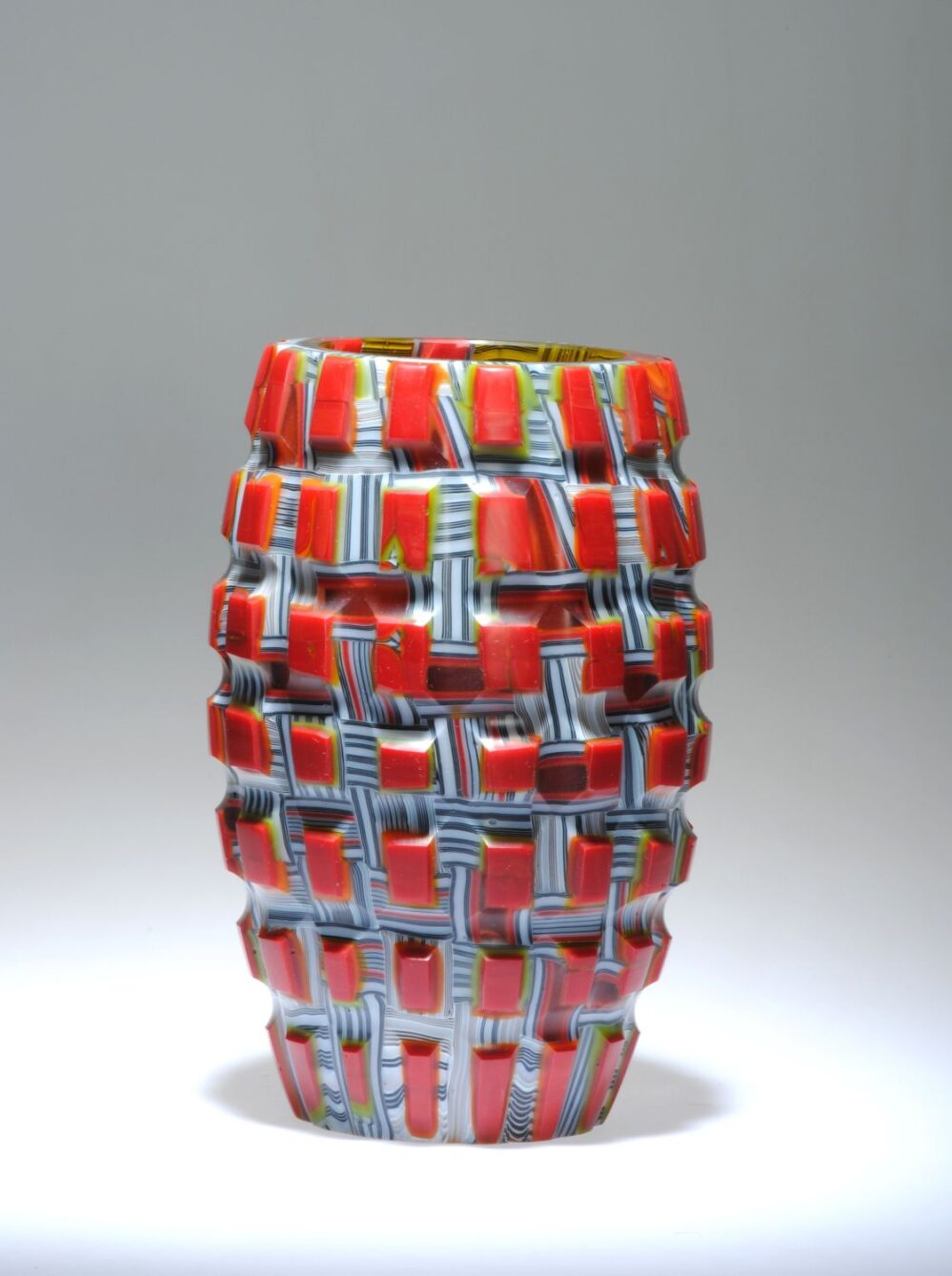 Notch #12 - h23 x 15cm, cold assembled, hot worked glass murrini, 2015 - G Bettison