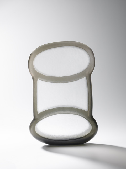 Outline Ellipse #8 - h53 x 36 x 11cm, Blown glass, wheel cut, 2022 - T Edwards