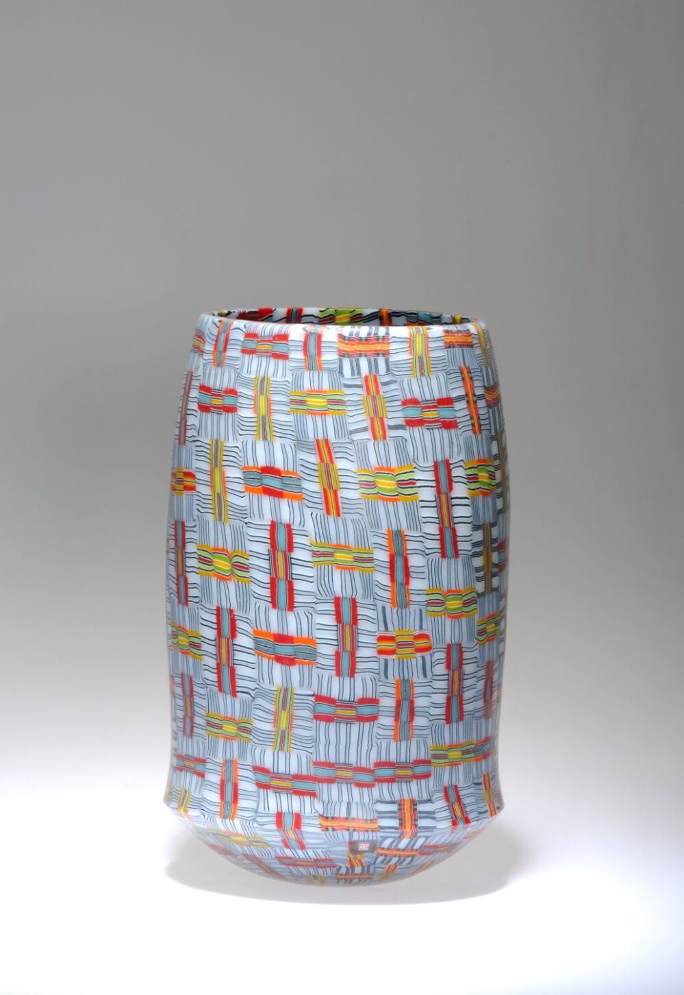 Textile #9 - h25.5 x 15cm, cold assembled, hot worked glass murrini, 2019 - G Bettison